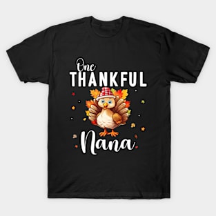 Watercolor Thanksgiving Turkey Grandma One Thankful Nana T-Shirt